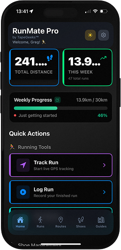 RunMate Pro Main Screen